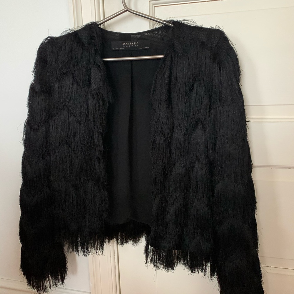 Zara Black Fringe Jacket